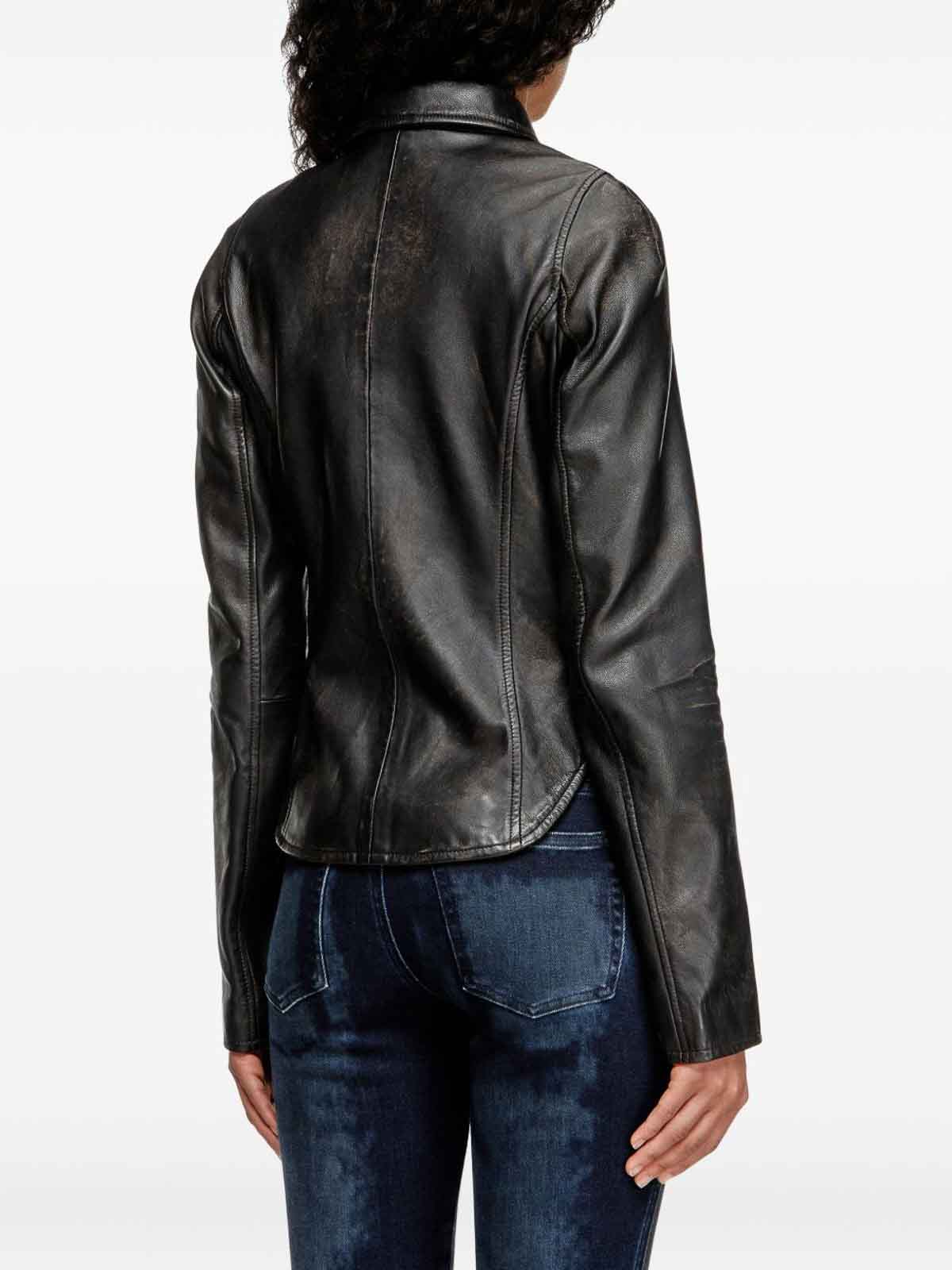 Diesel Collared Fitted Jacket Front Pockets In Black