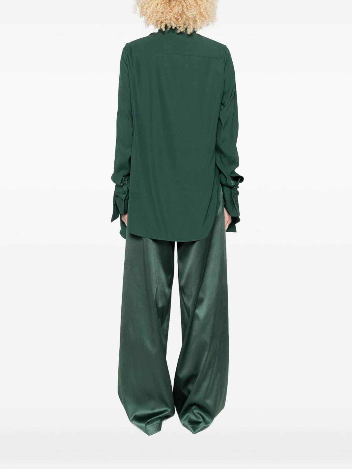 Ermanno Scervino Tie-neck Long-sleeve Blouse In Green