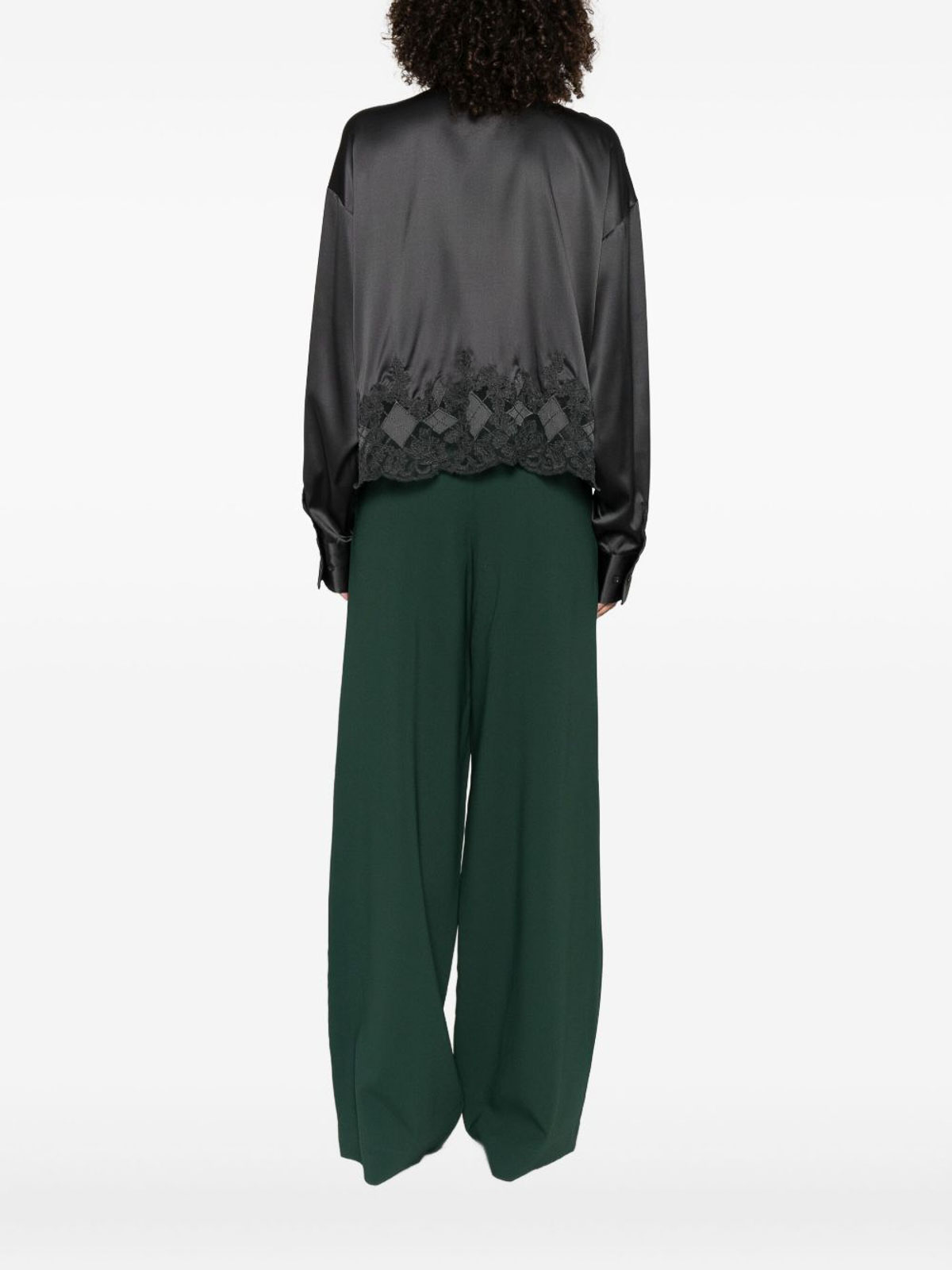 Ermanno Scervino Silk Shirt With Lace Trim In Black