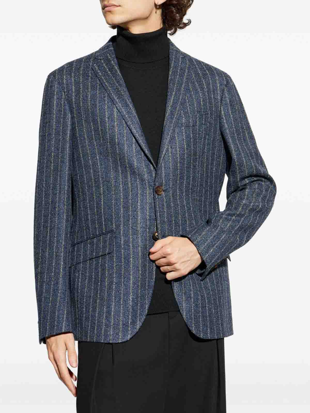 Etro Classic Pinstripe Blazer In Tailored Style In Blue