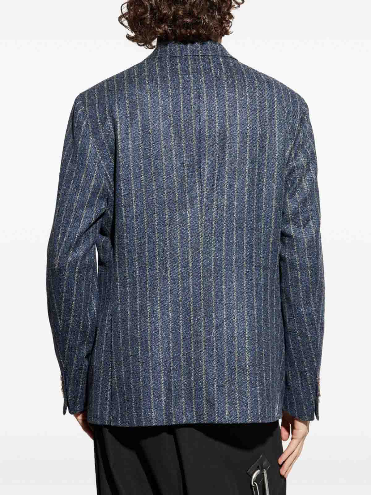 Etro Classic Pinstripe Blazer In Tailored Style In Blue