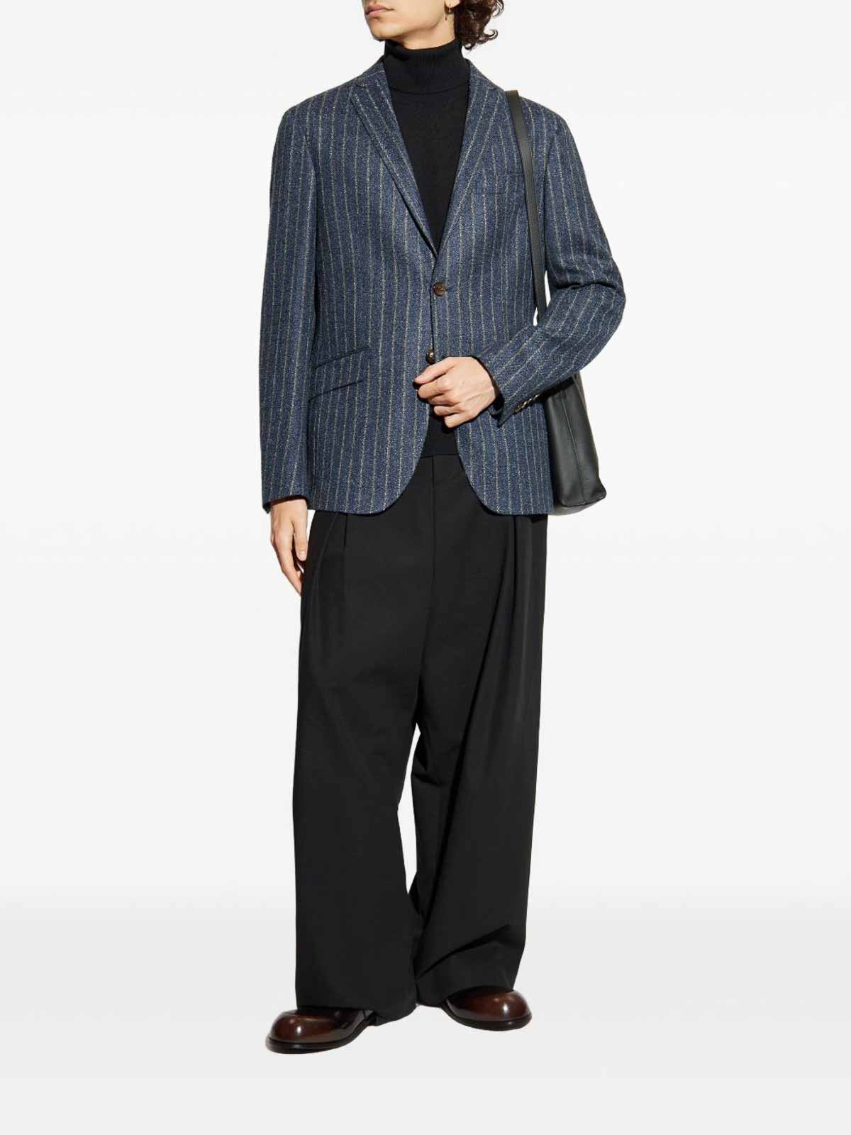 Etro Classic Pinstripe Blazer In Tailored Style In Blue