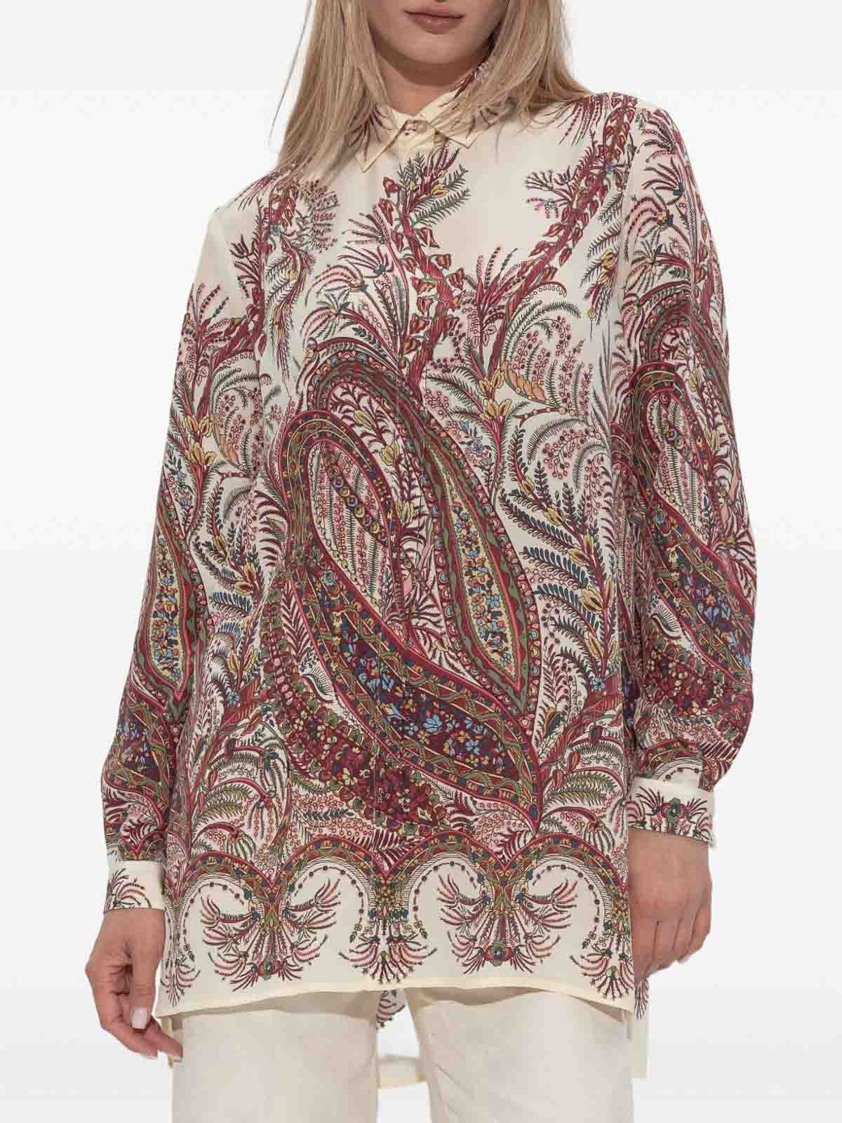 Etro Crepe De Chine Silk Shirt In Multi