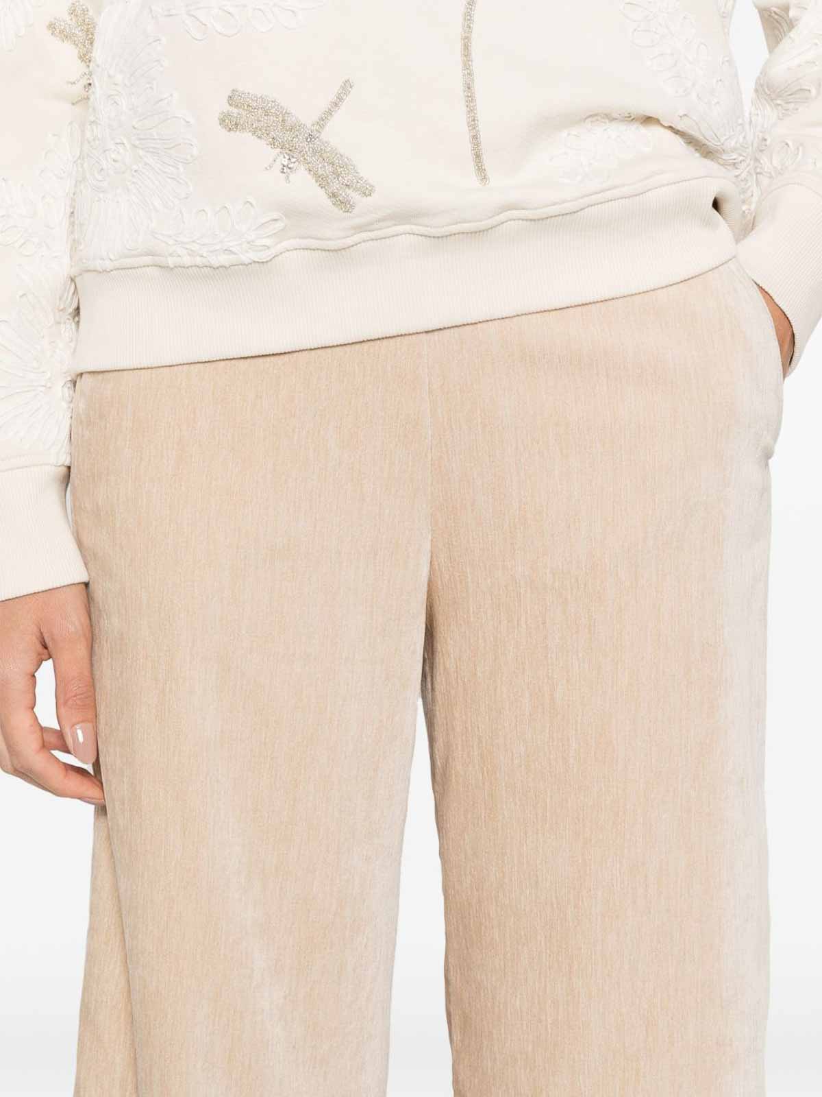 Forte Forte High-waisted Wide Leg Velvet Trousers In Neutral