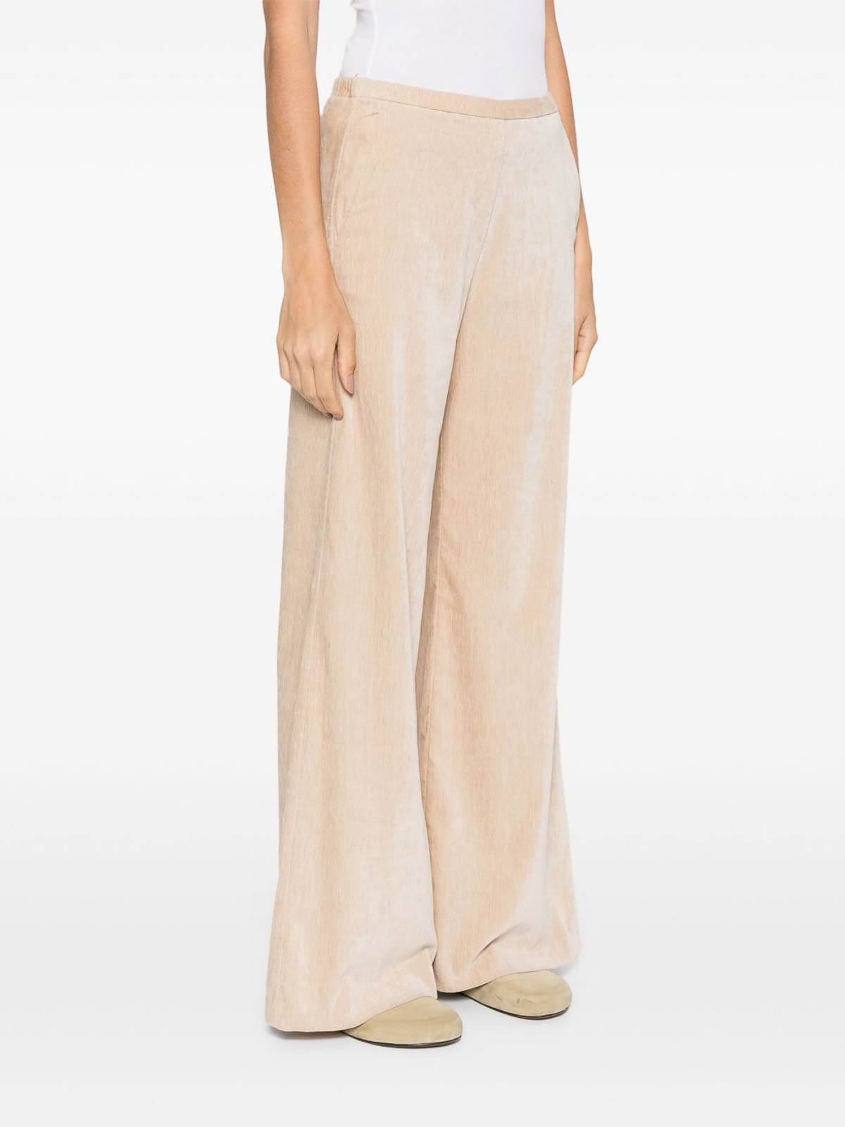 Forte Forte High-waisted Wide Leg Velvet Trousers In Neutral