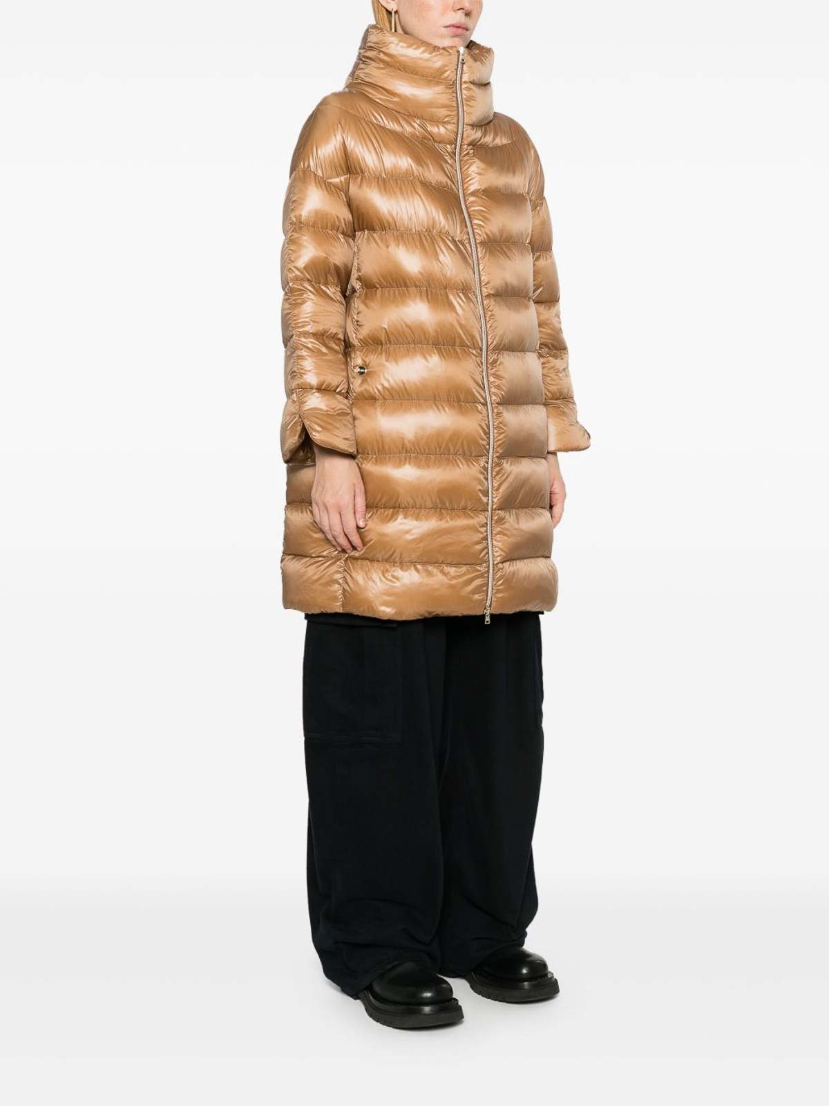 Herno Iconico Woman Puffer Camel Size 12 Polyamide In Brown