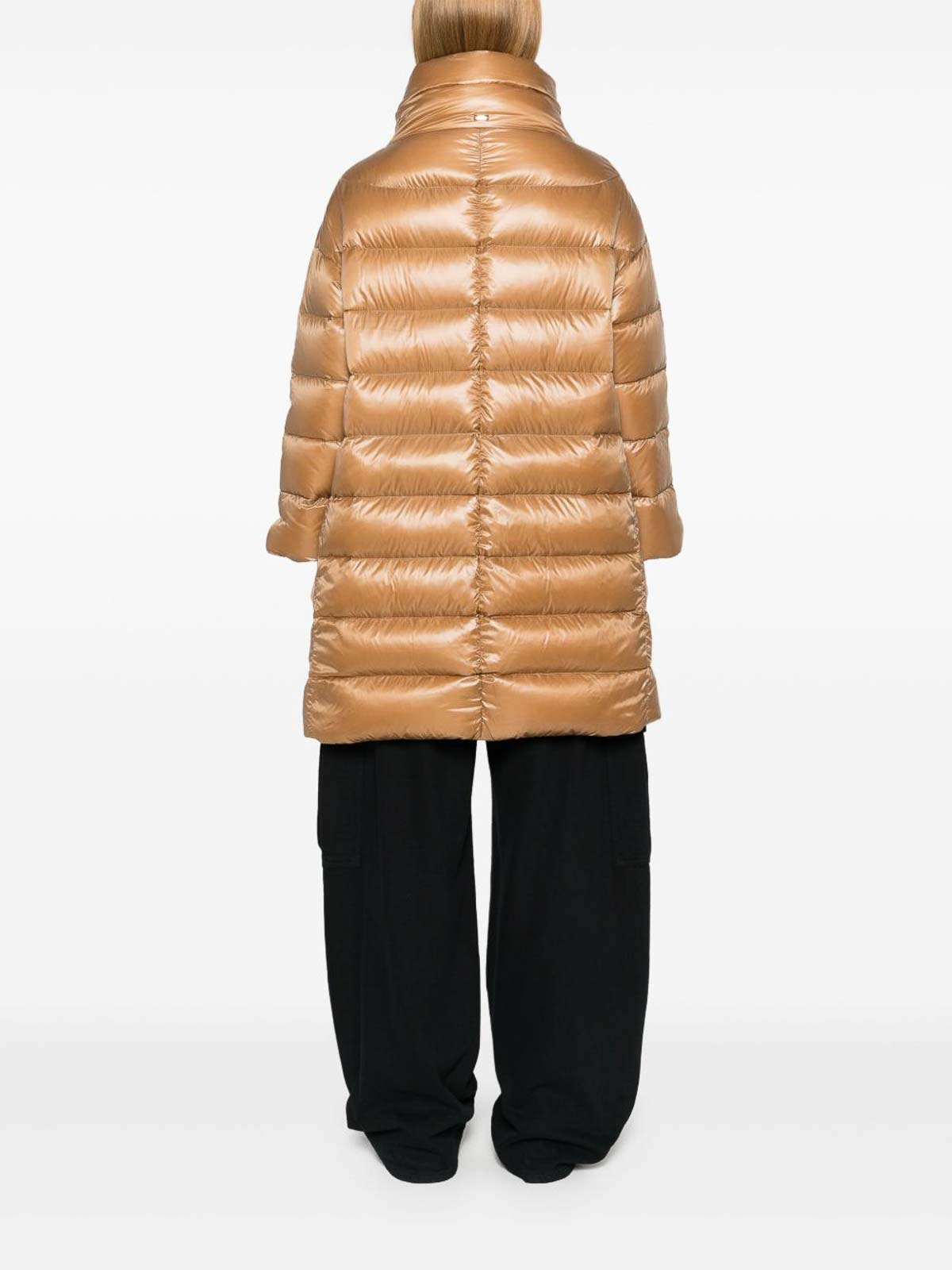 Herno Iconico Woman Puffer Camel Size 12 Polyamide In Brown