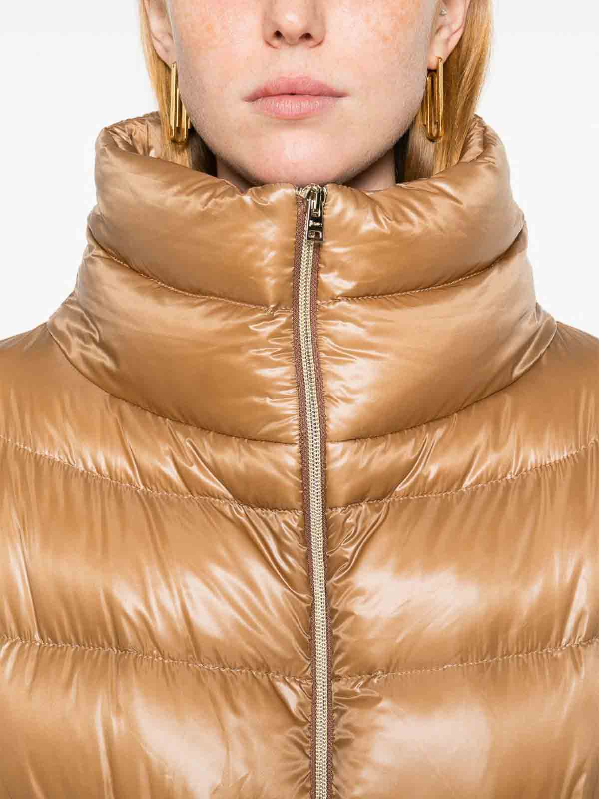 Herno Iconico Woman Puffer Camel Size 12 Polyamide In Brown