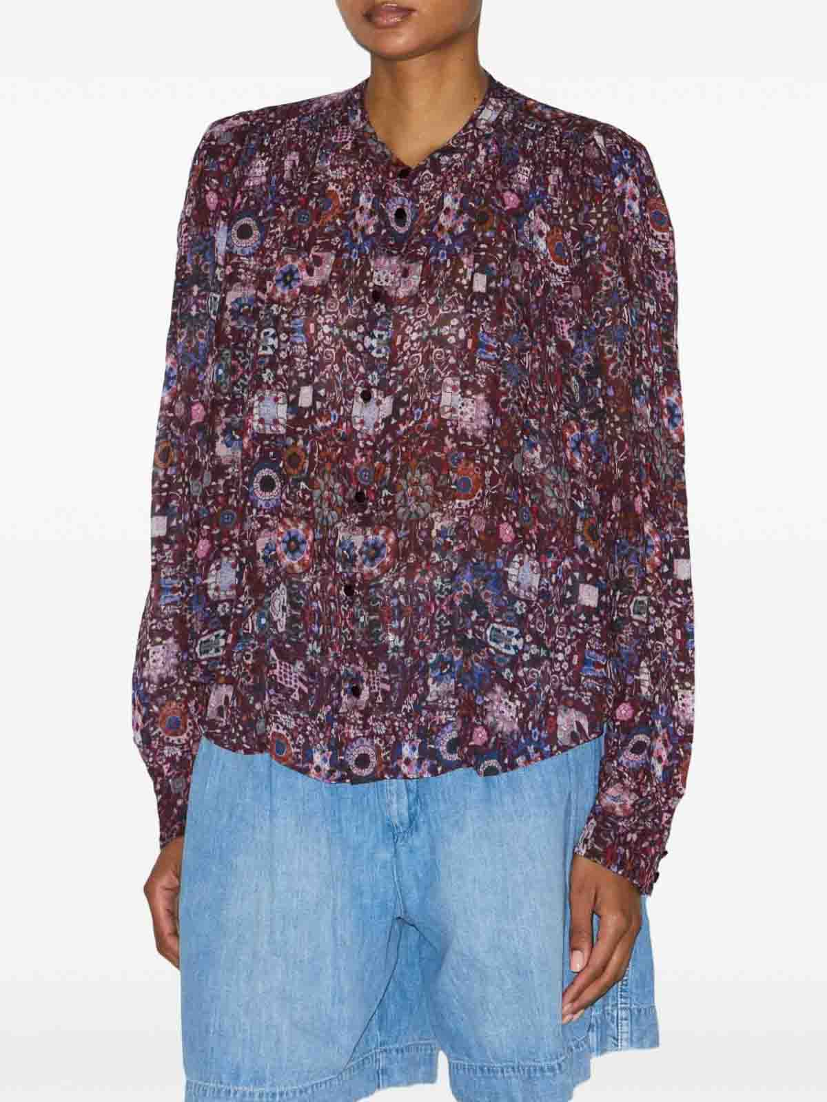 Isabel Marant Étoile Blouse With Abstract Pattern In Plum In Multi