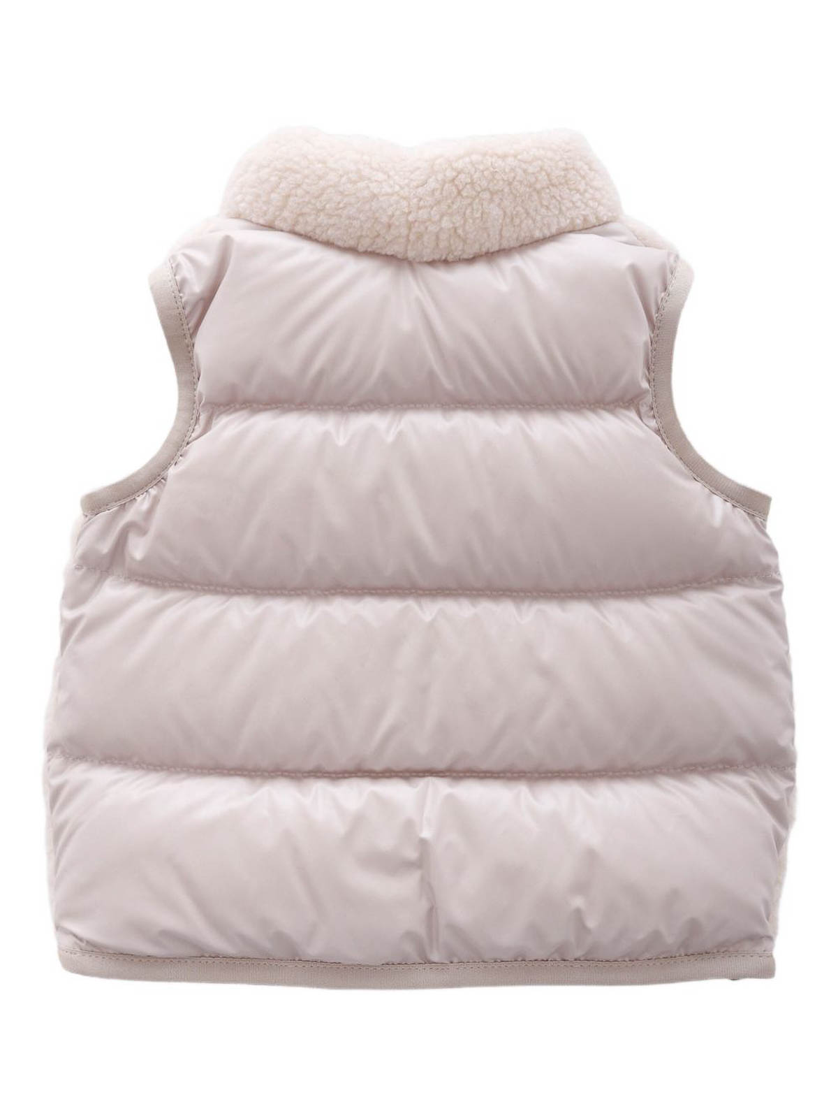 Moncler Beige Ernest Gilet For Babykids With Logo In Pink