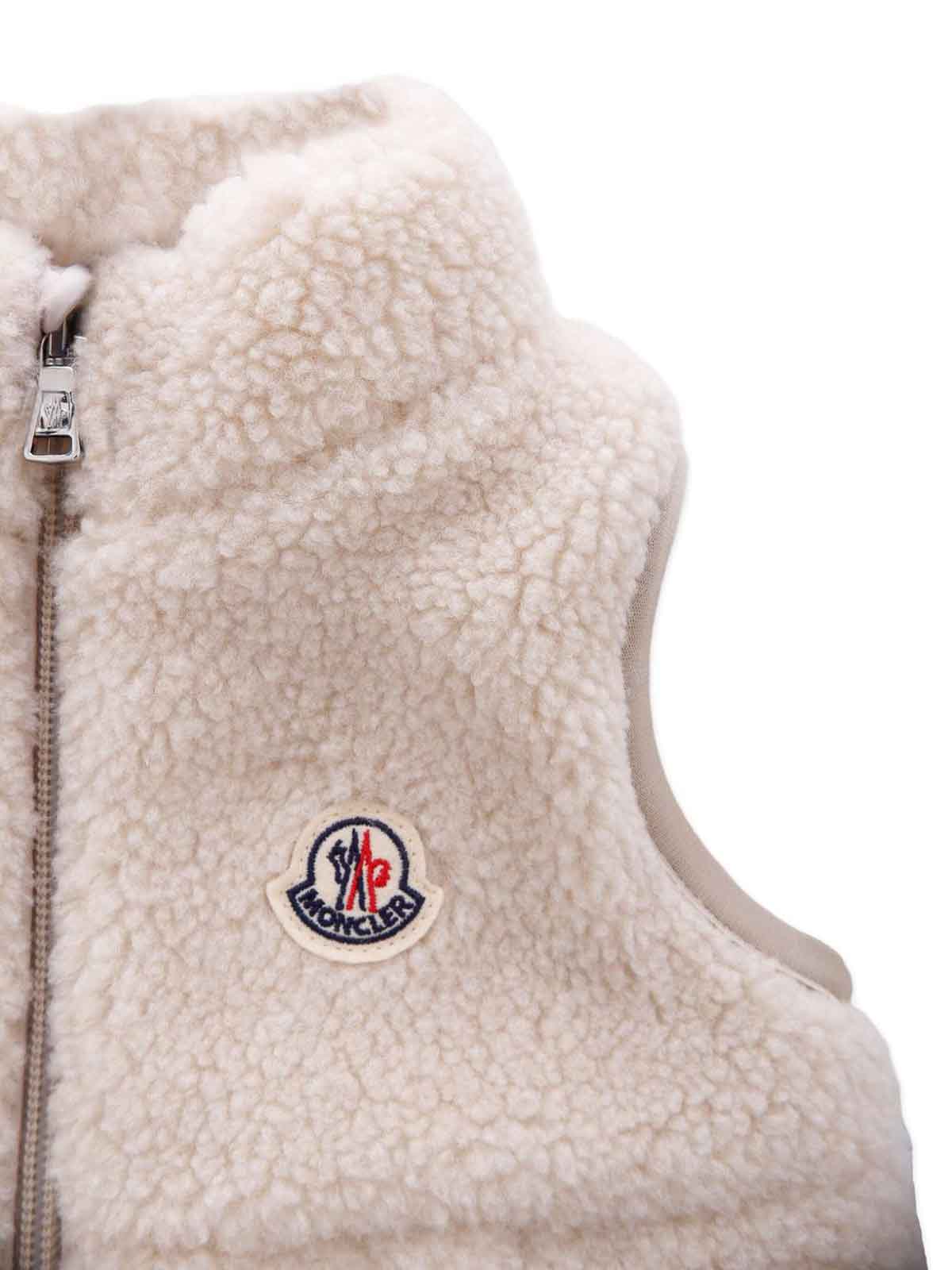 Moncler Beige Ernest Gilet For Babykids With Logo In Pink