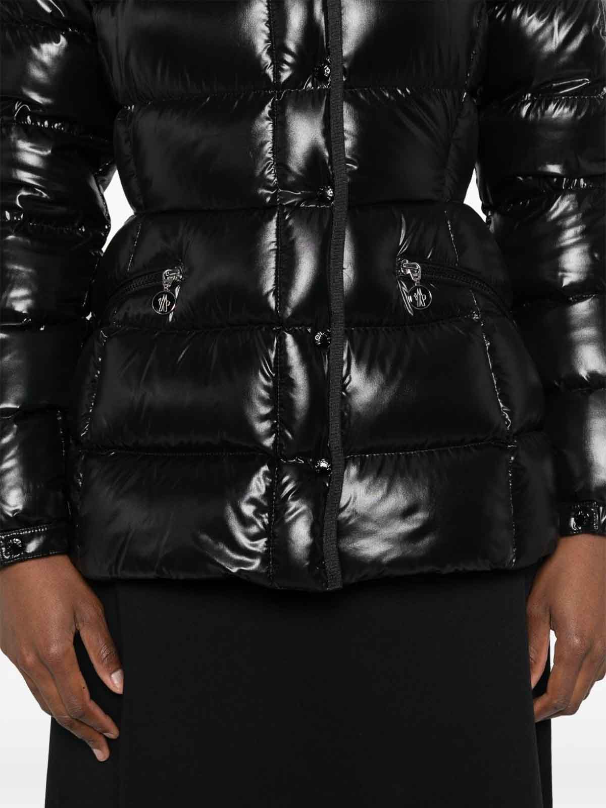 Moncler Glossy Black 'barante' Down Jacket With Hood In Black