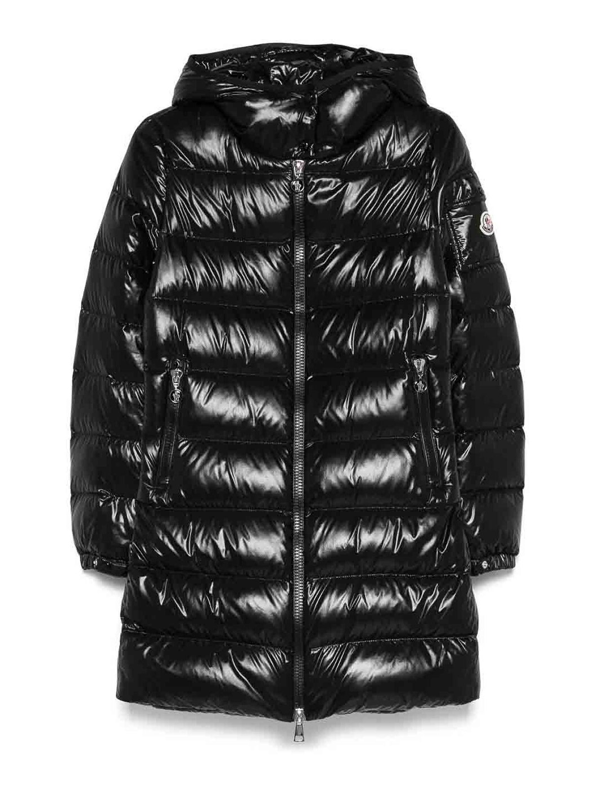 Moncler Courcelles Hooded Mid-length Down Jacket In Black