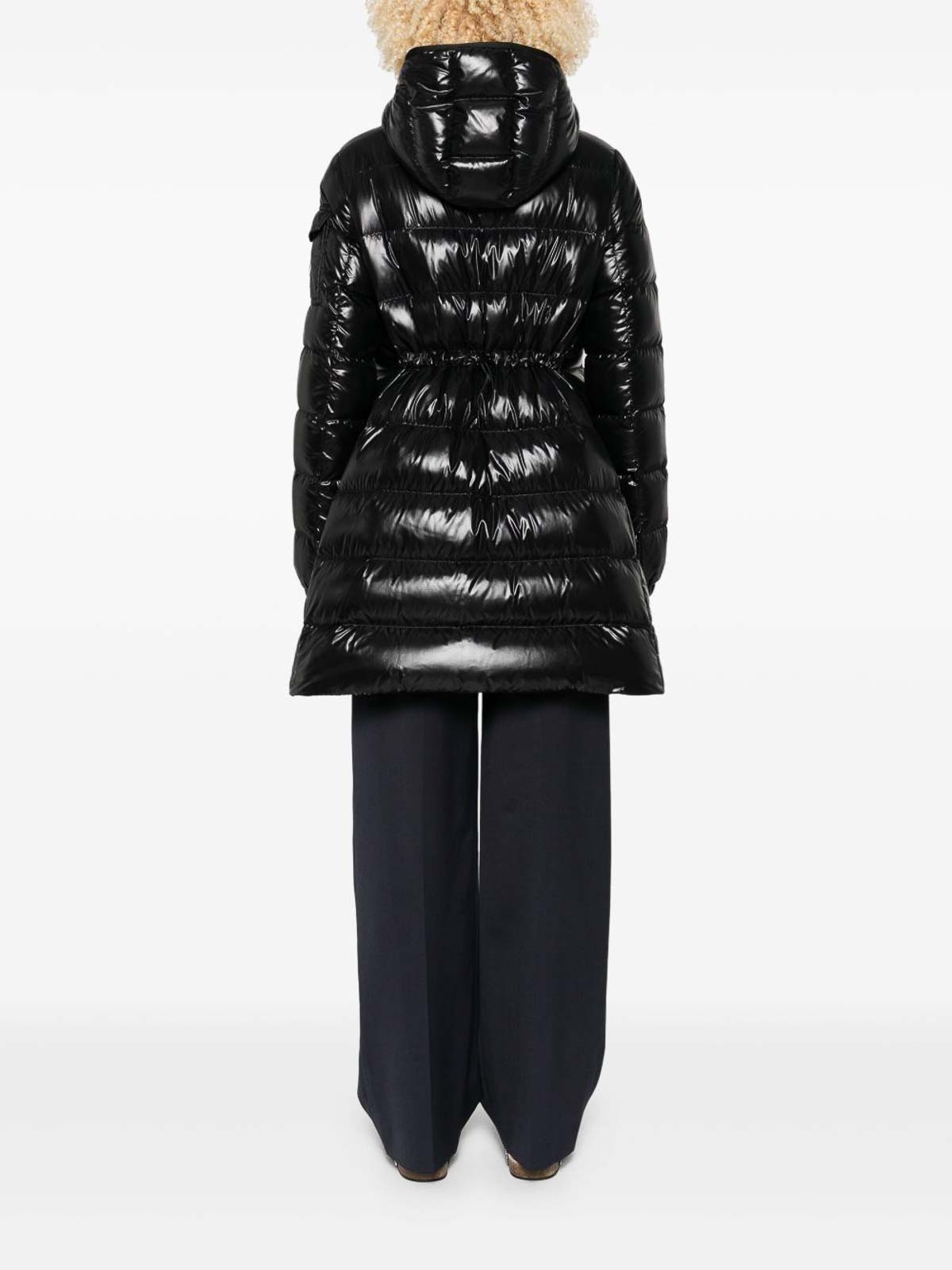 Moncler Courcelles Hooded Mid-length Down Jacket In Black