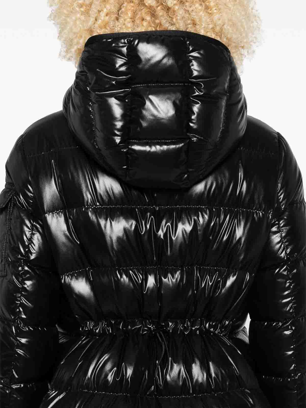 Moncler Courcelles Hooded Mid-length Down Jacket In Black