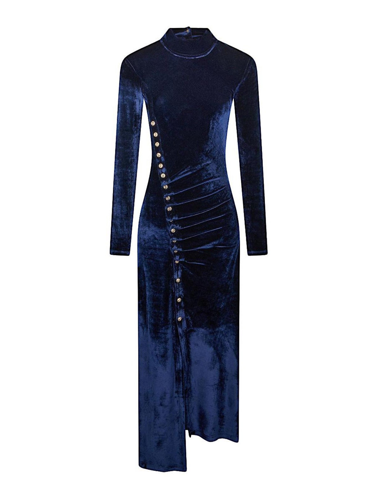 Rabanne Navy Blue Draped Midi Dress In Blue