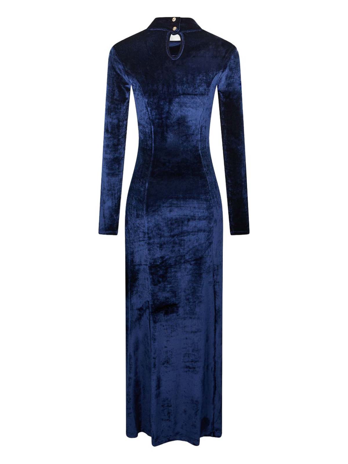 Rabanne Navy Blue Draped Midi Dress In Blue