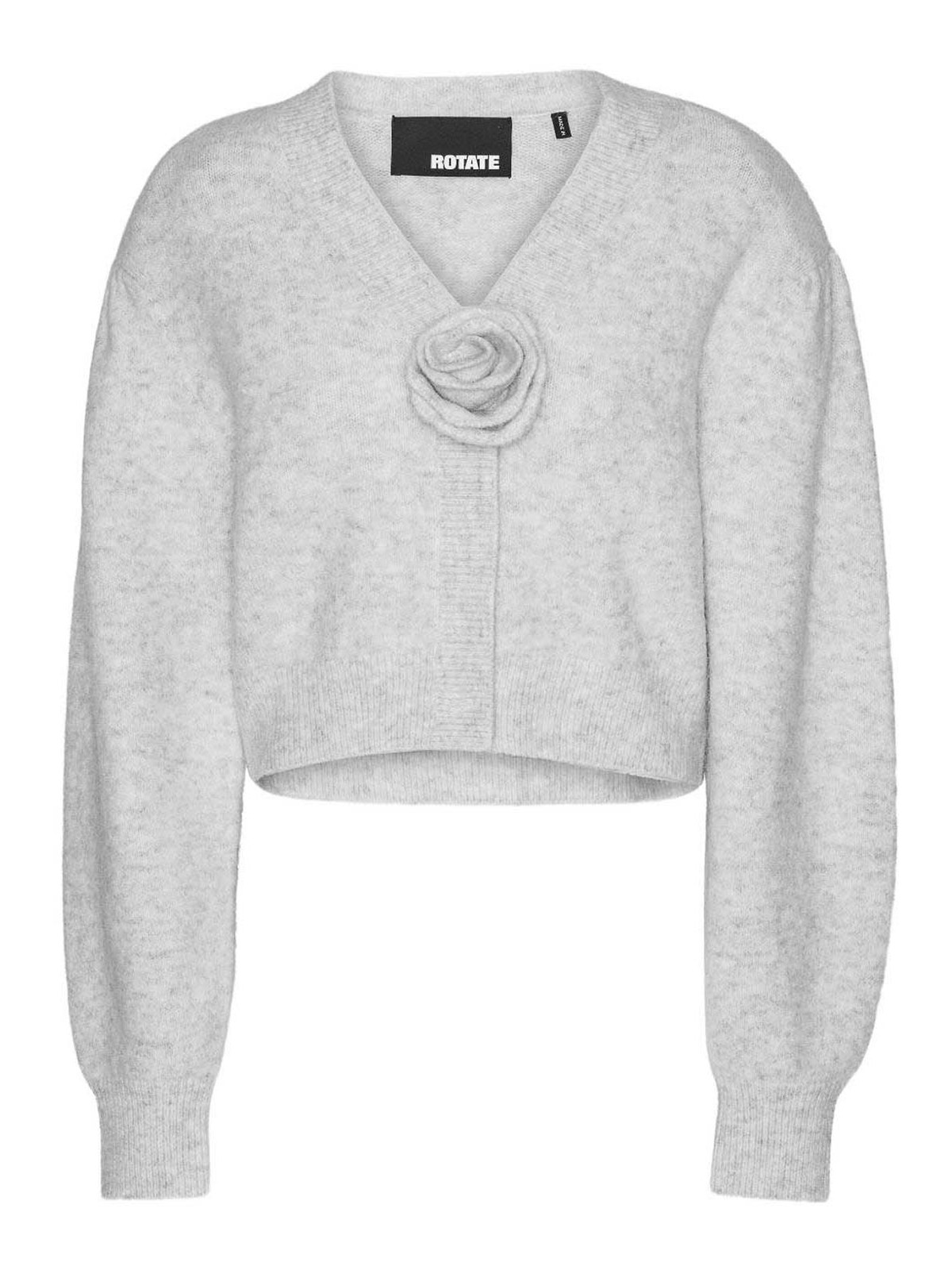 Rotate Birger Christensen Rotate Birgerchristensen Puff Sleeve Knit Cardigan In Gray