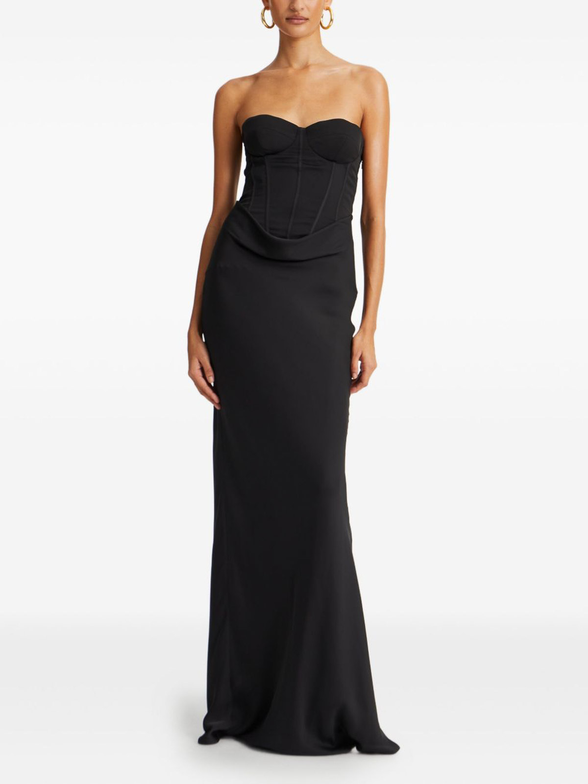 Rotate Birger Christensen Black Long Dress With Corset In Black