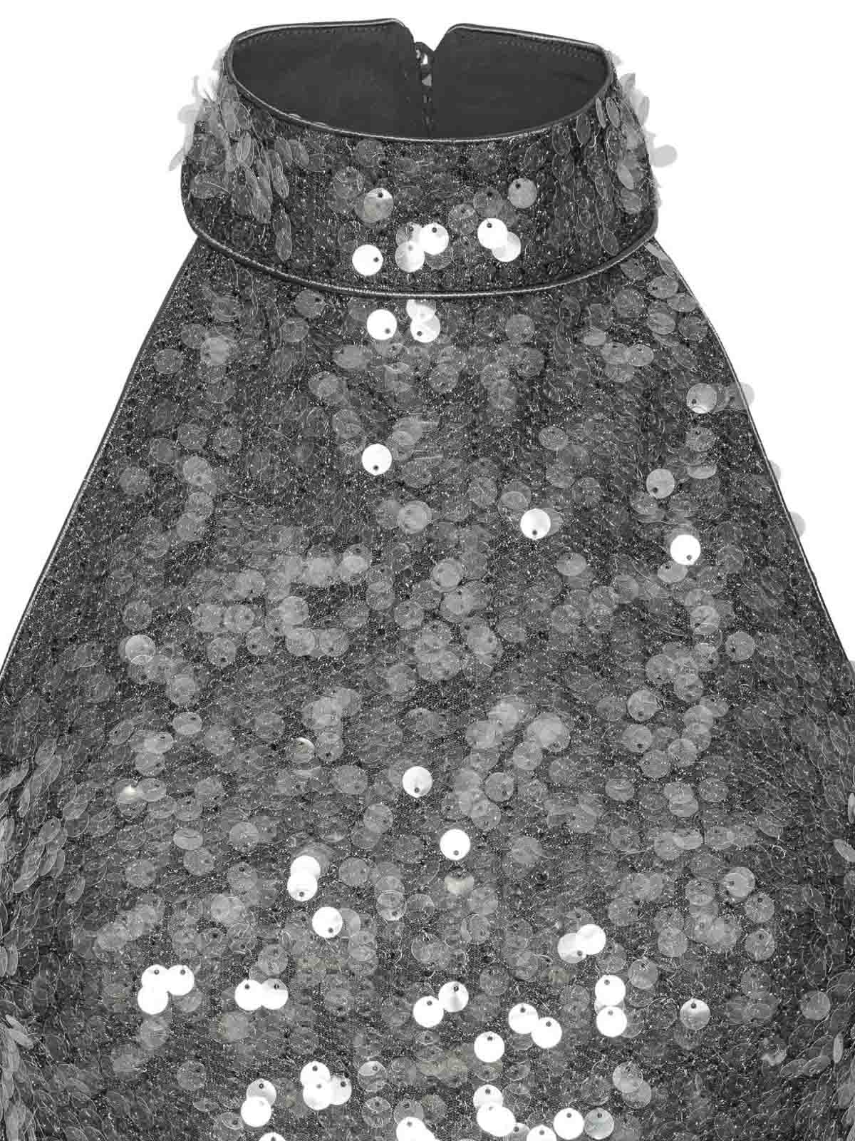 Rotate Birger Christensen Halter Neck Top With Sequin Embellishments In Gray