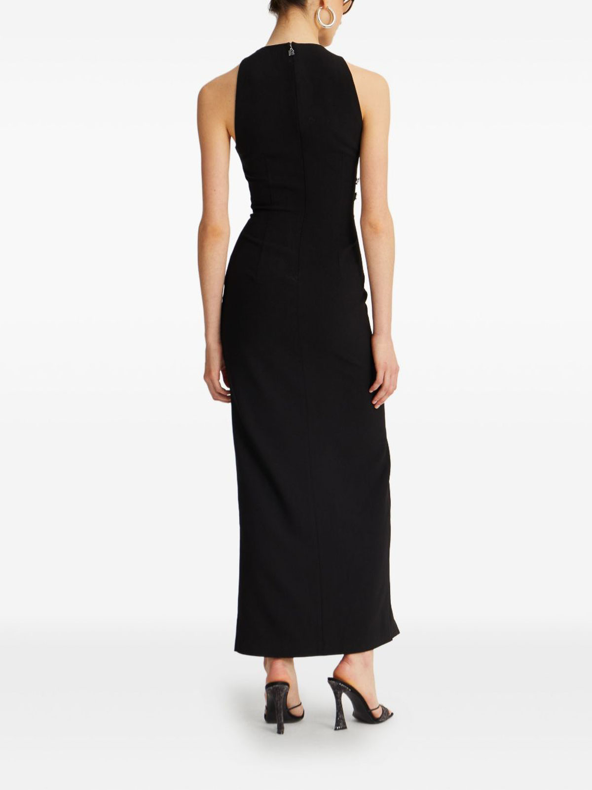 Rotate Birger Christensen Rotate Sleeveless Crepe Evening Dress With Rear Zip In Black