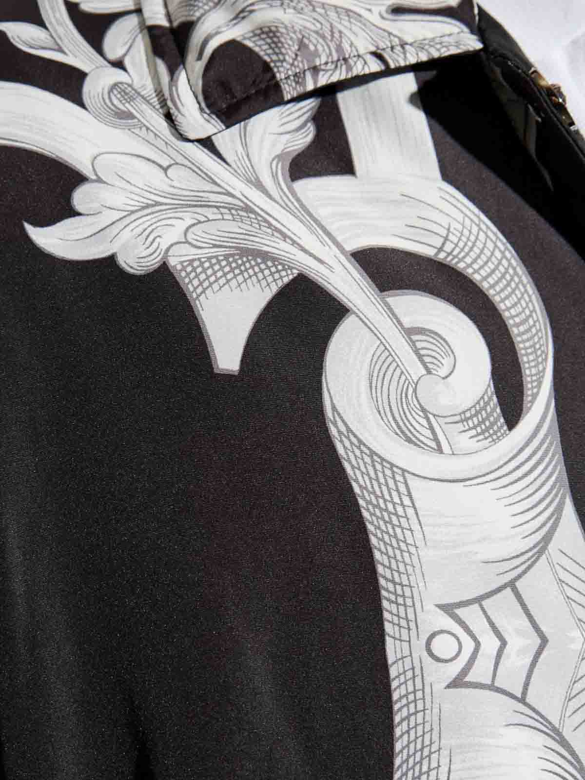 Versace Reversible Black Jacket With Baroque Print In Silver
