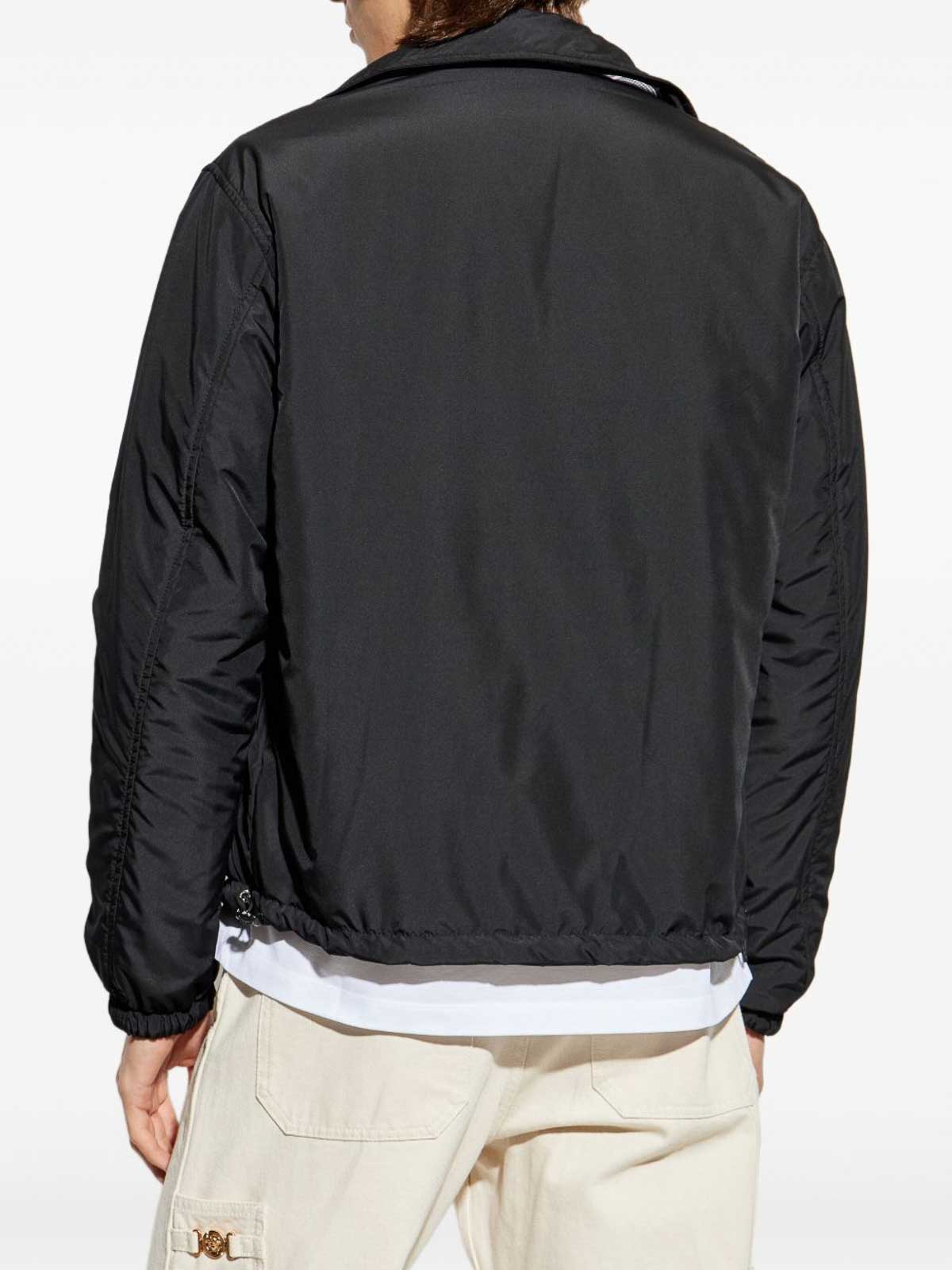 Versace Reversible Black Jacket With Baroque Print In Silver