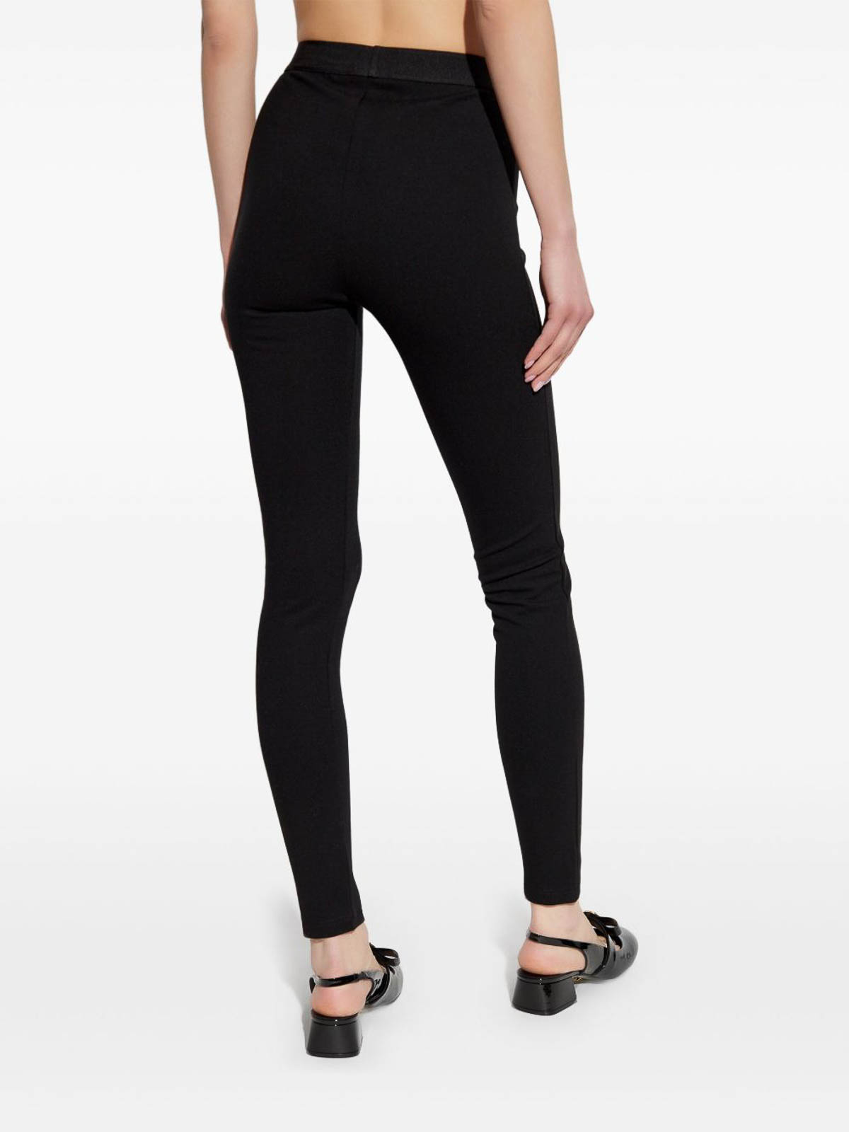 Versace 90s Vintage Logo Velvet Leggings In Black