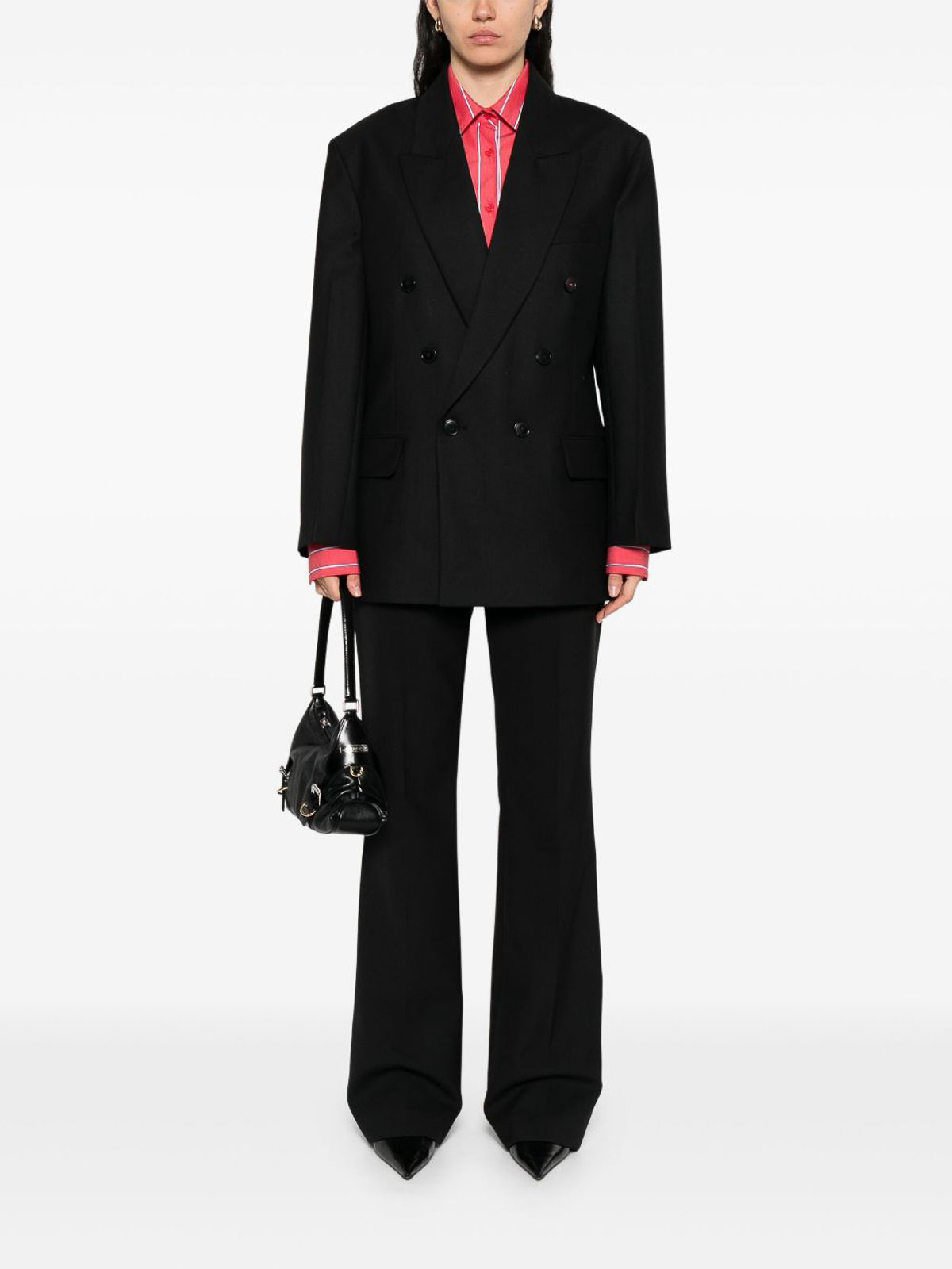 Victoria Beckham Wool Blend Double-breasted Jacket In Black