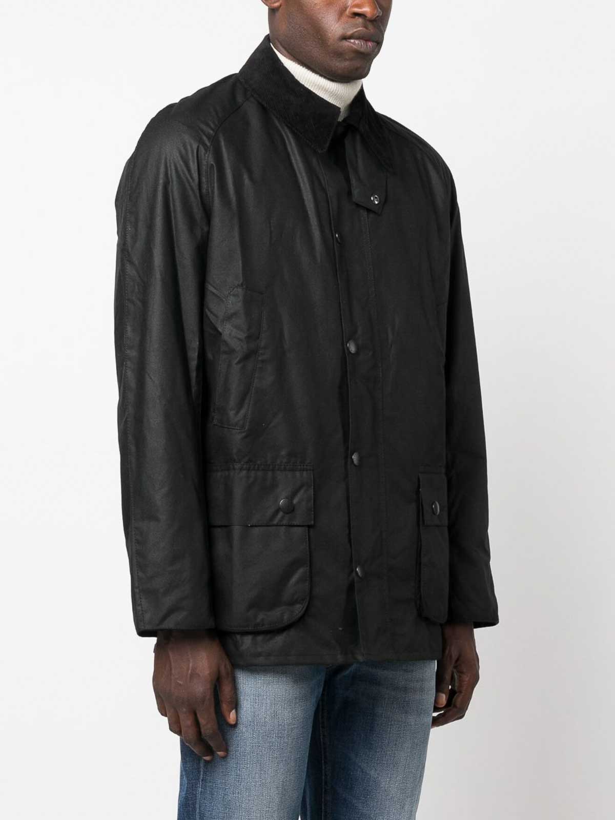 Barbour Black Waxed Cotton Classic Jacket In Black