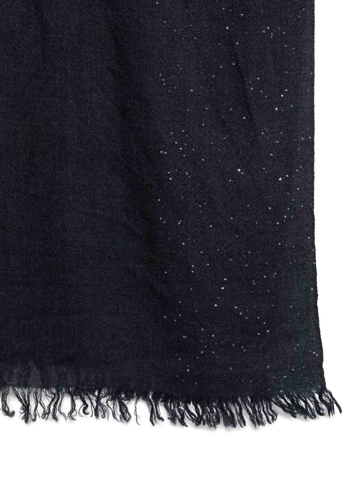 Faliero Sarti Kundy Sequin-embellished Wool Scarf Accessories In Black
