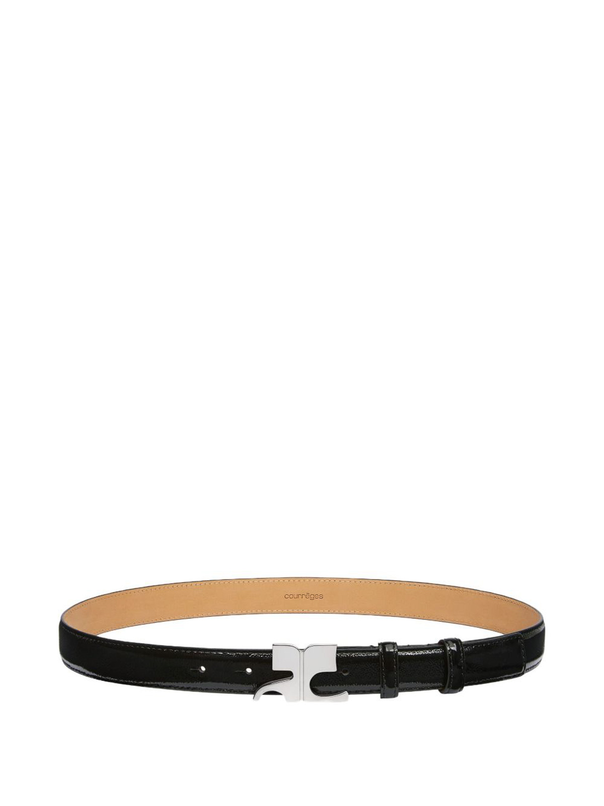 Courrèges Burgundy Belt In Naplack Calfskin In Black