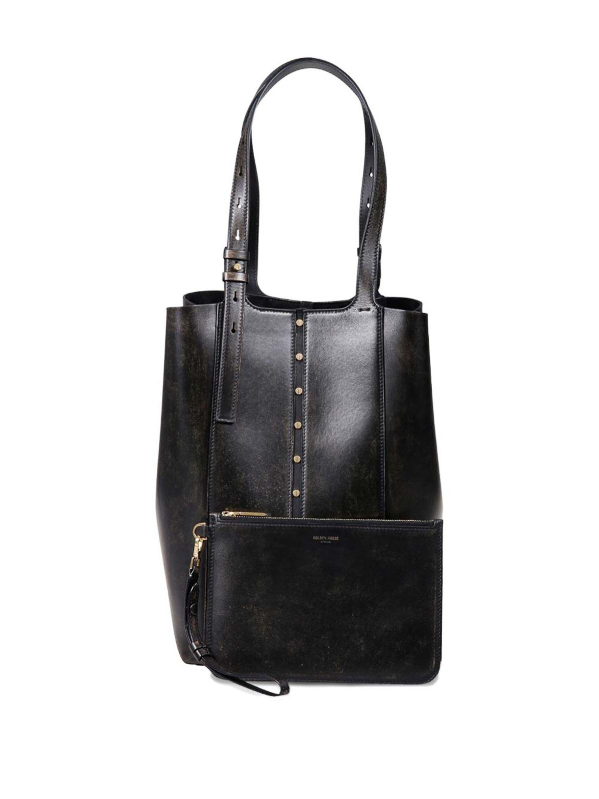 Golden Goose Vita Tote Bag In Black Leather In Black
