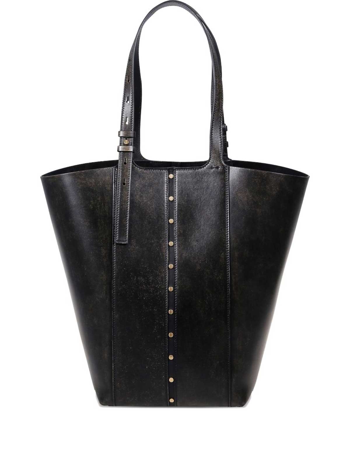 Golden Goose Vita Tote Bag In Black Leather In Black