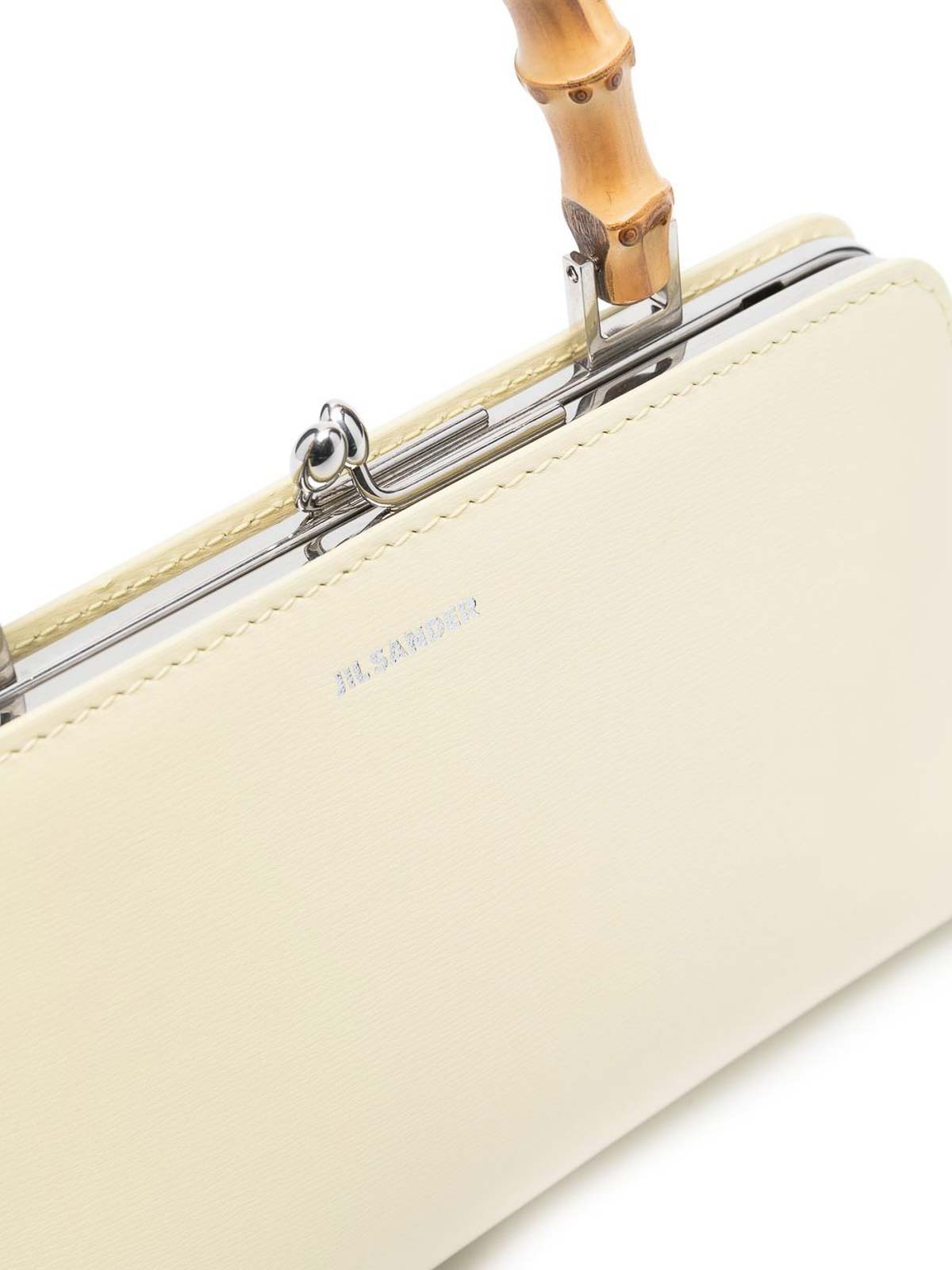 Jil Sander Goji Bamboo Mini Leather Tote Bag In White