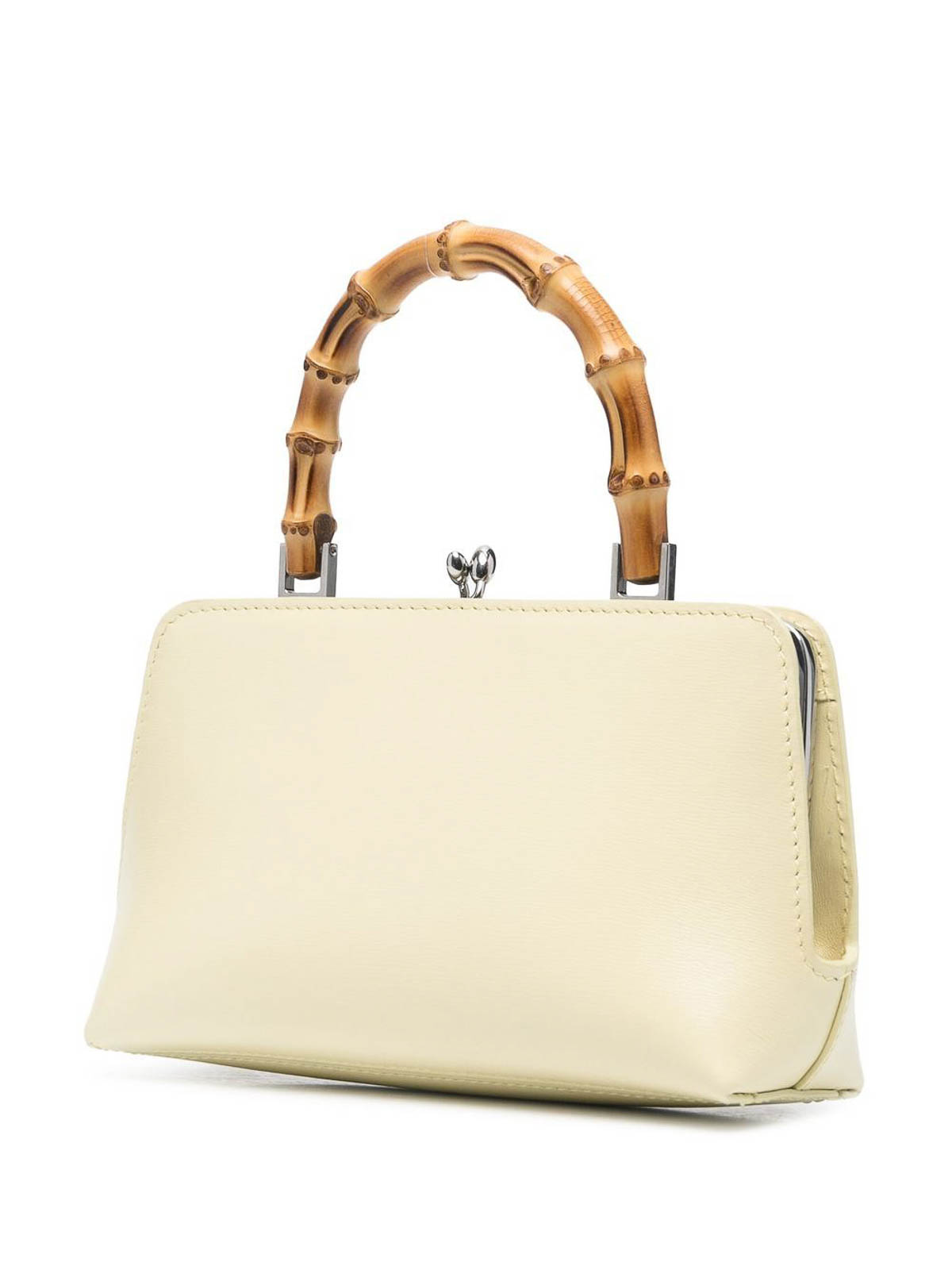 Jil Sander Goji Bamboo Mini Leather Tote Bag In White