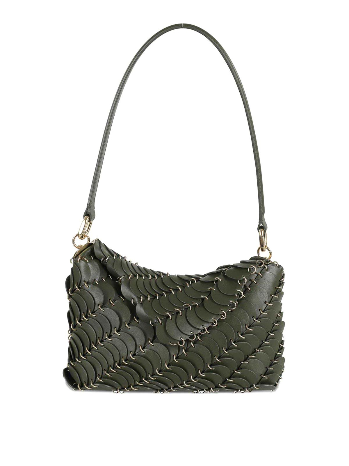 Rabanne Leather Disc Handbag With Magnetic Flap Closure In Brown