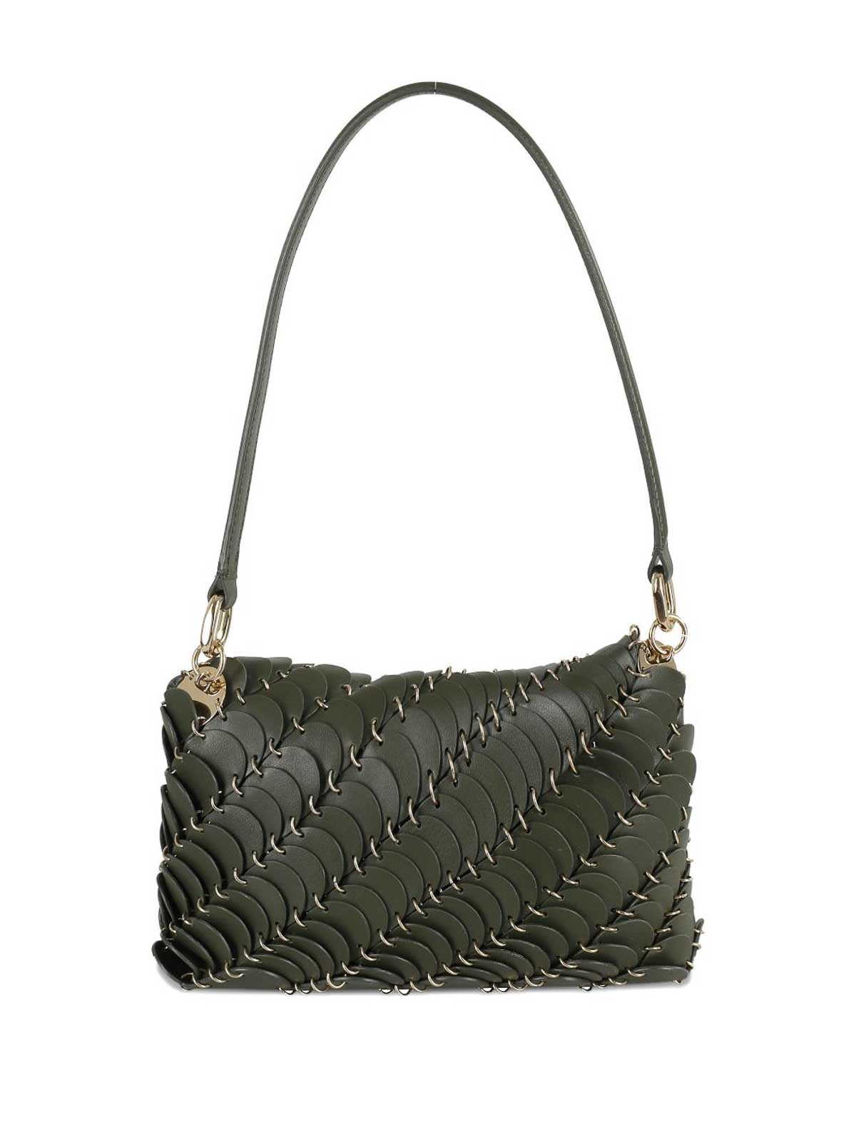 Rabanne Leather Disc Handbag With Magnetic Flap Closure In Brown
