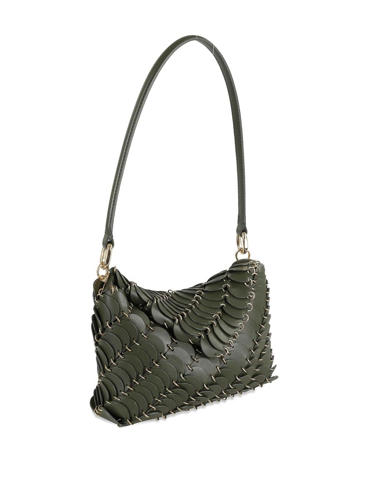 Rabanne Leather Disc Handbag With Magnetic Flap Closure In Brown