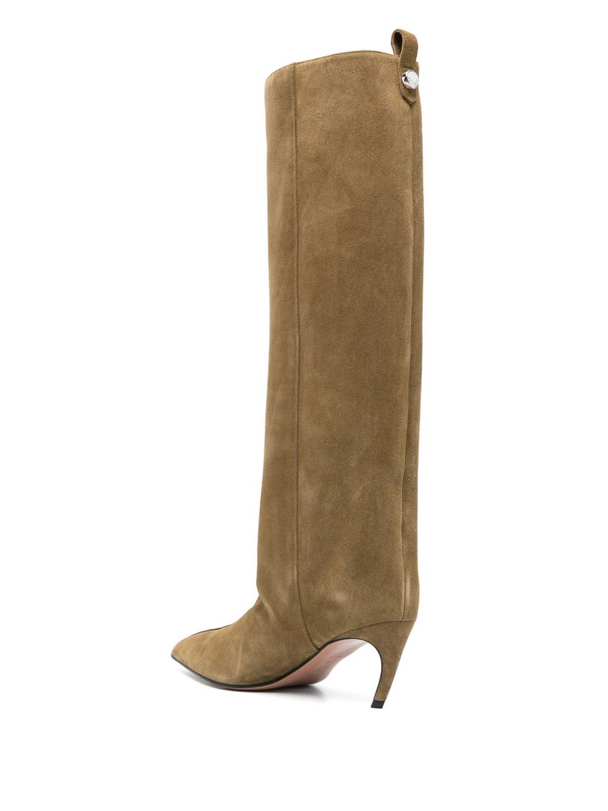 Attico 65mm Lea Suede Boots In Brown