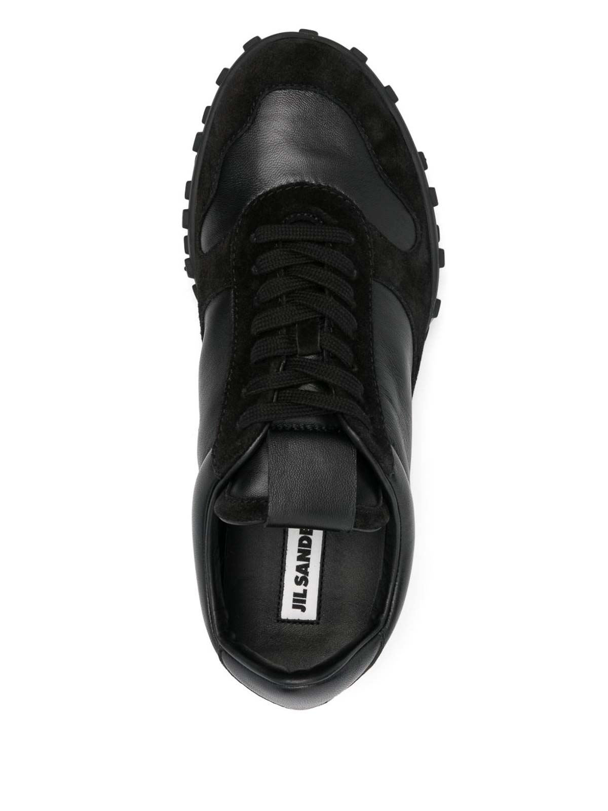 Jil Sander Black Nappa Leather And Suede Moon Sneakers In Black