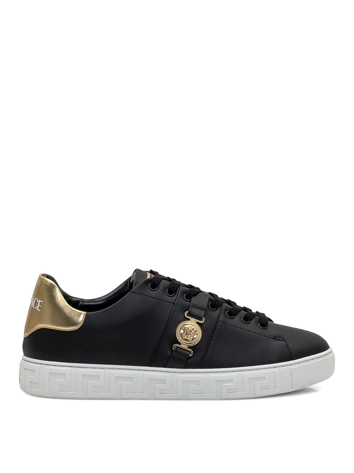 Versace Black Sneakers With Gold Detail