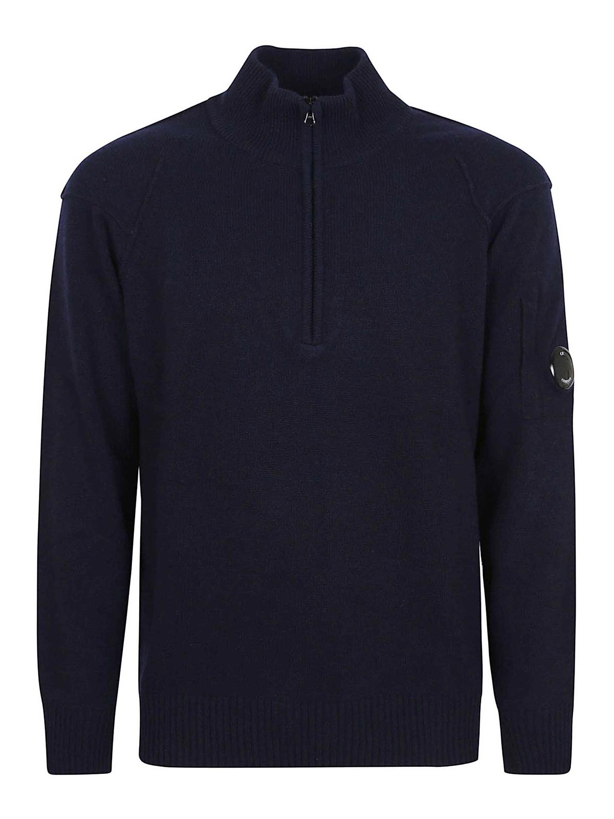 C.p. Company Knitwear Polo Collar In Lambswool Grs In Blue