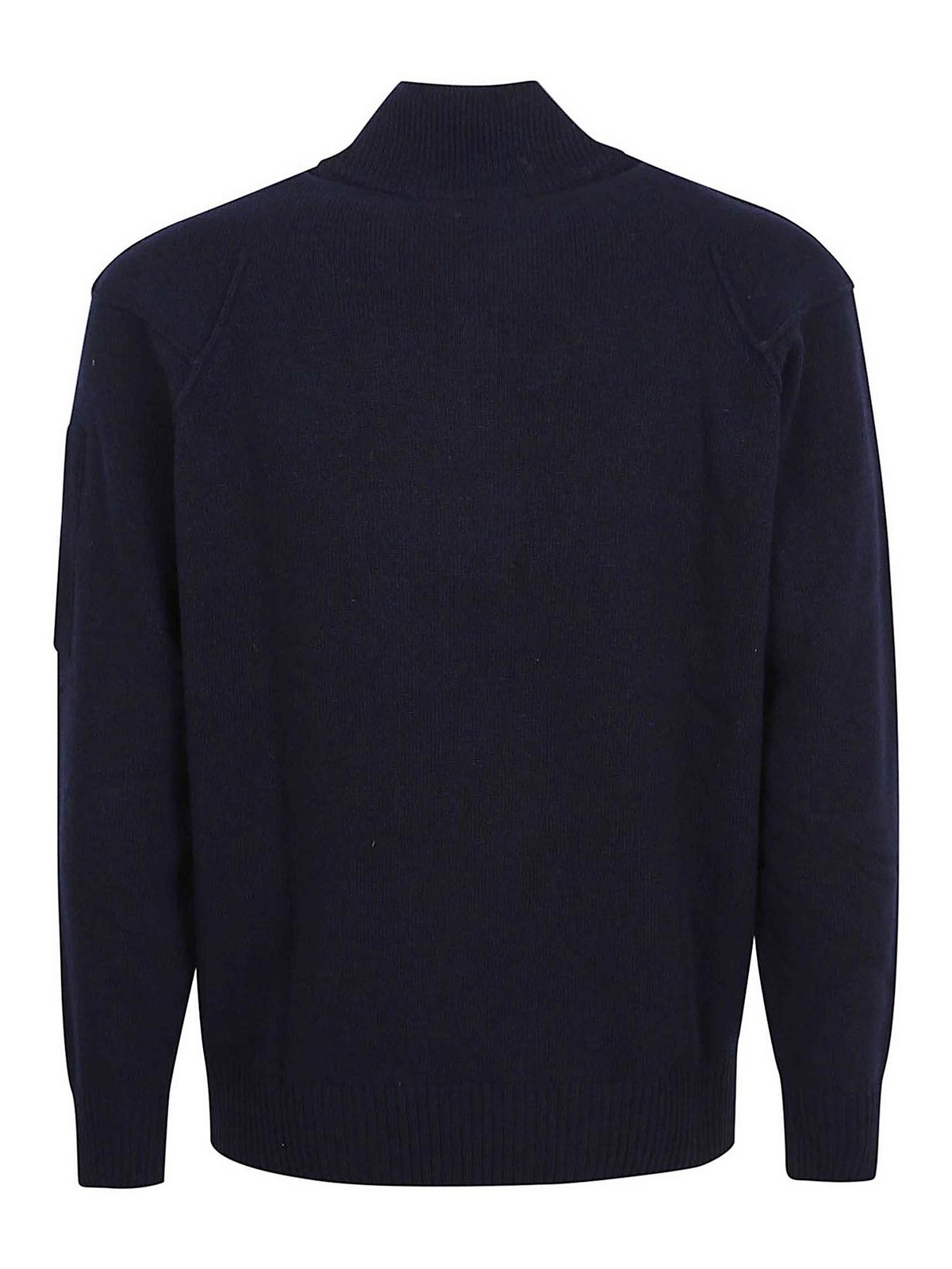 C.p. Company Knitwear Polo Collar In Lambswool Grs In Blue