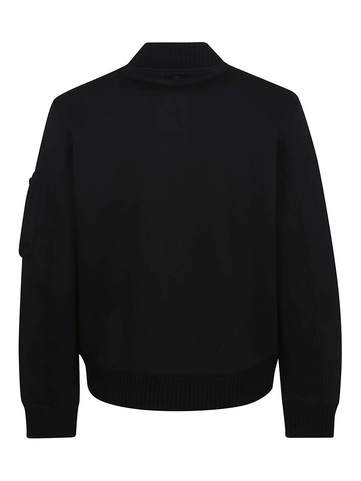 Dondup Neoprene Bomber Jacket With Ribbed Trim In Black