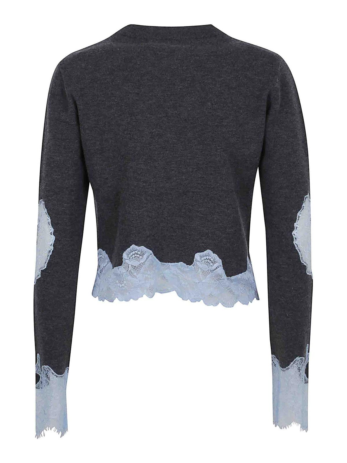 Self-portrait Grey Contrast Lace Jumper In Gray