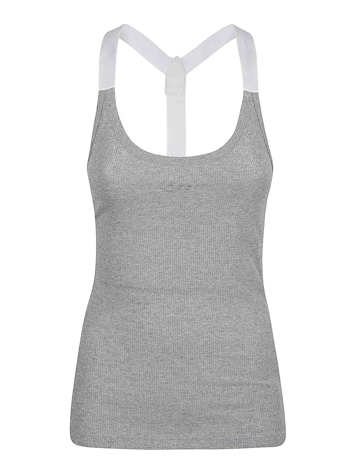 Off-white Lurex Rib Alla Top In Gray
