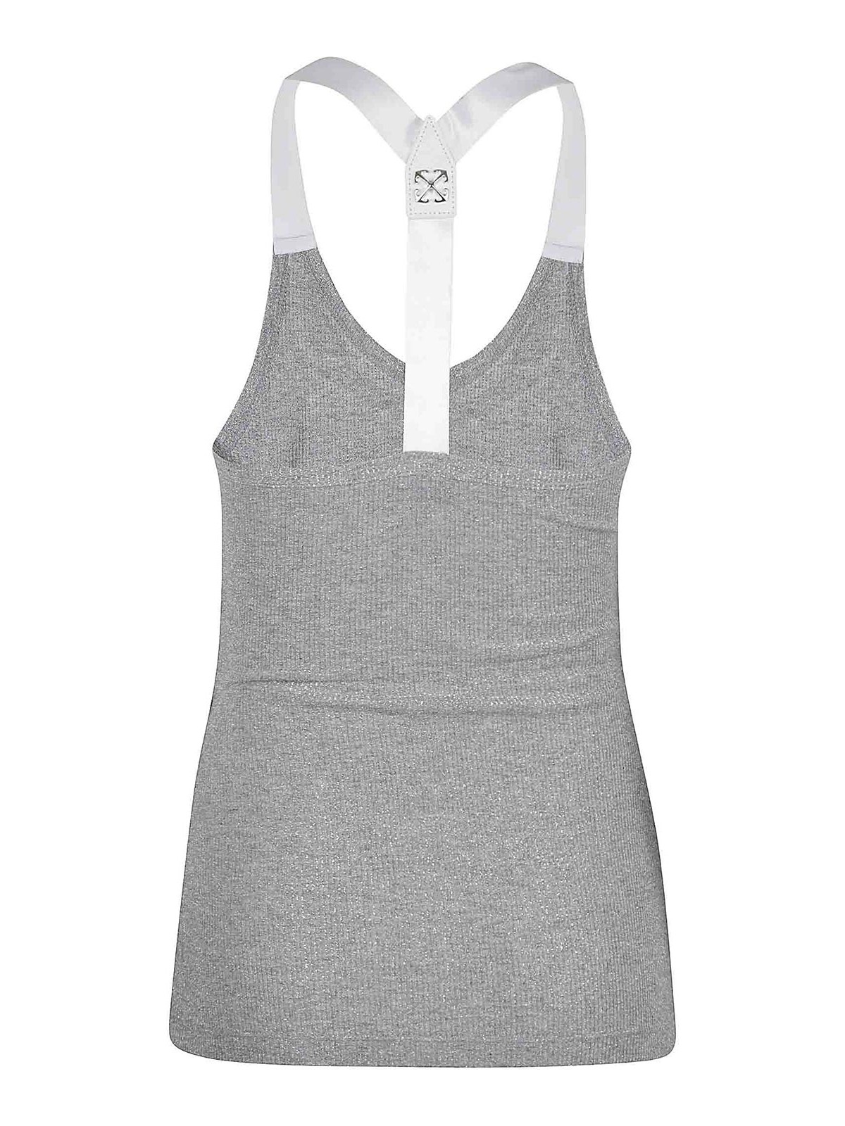 Off-white Lurex Rib Alla Top In Gray