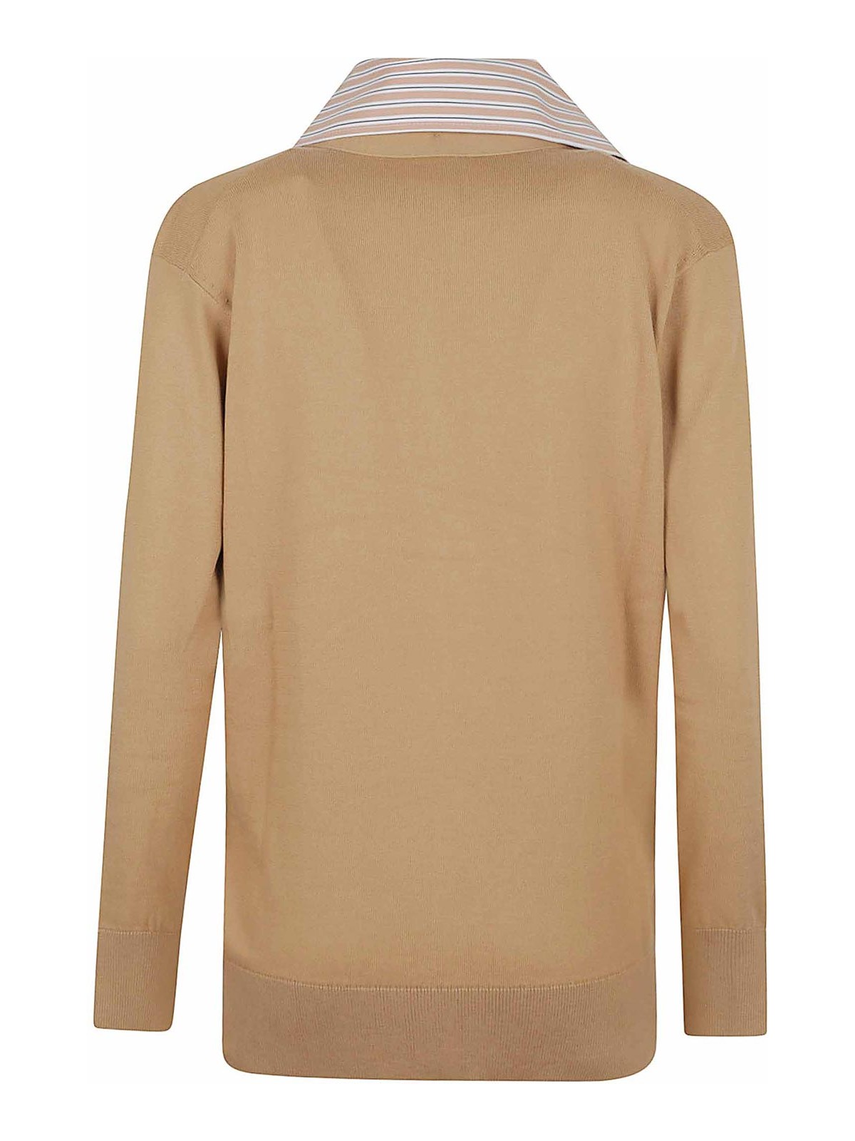 Patou Collar Cardigan Cotton Patch Pockets In Brown