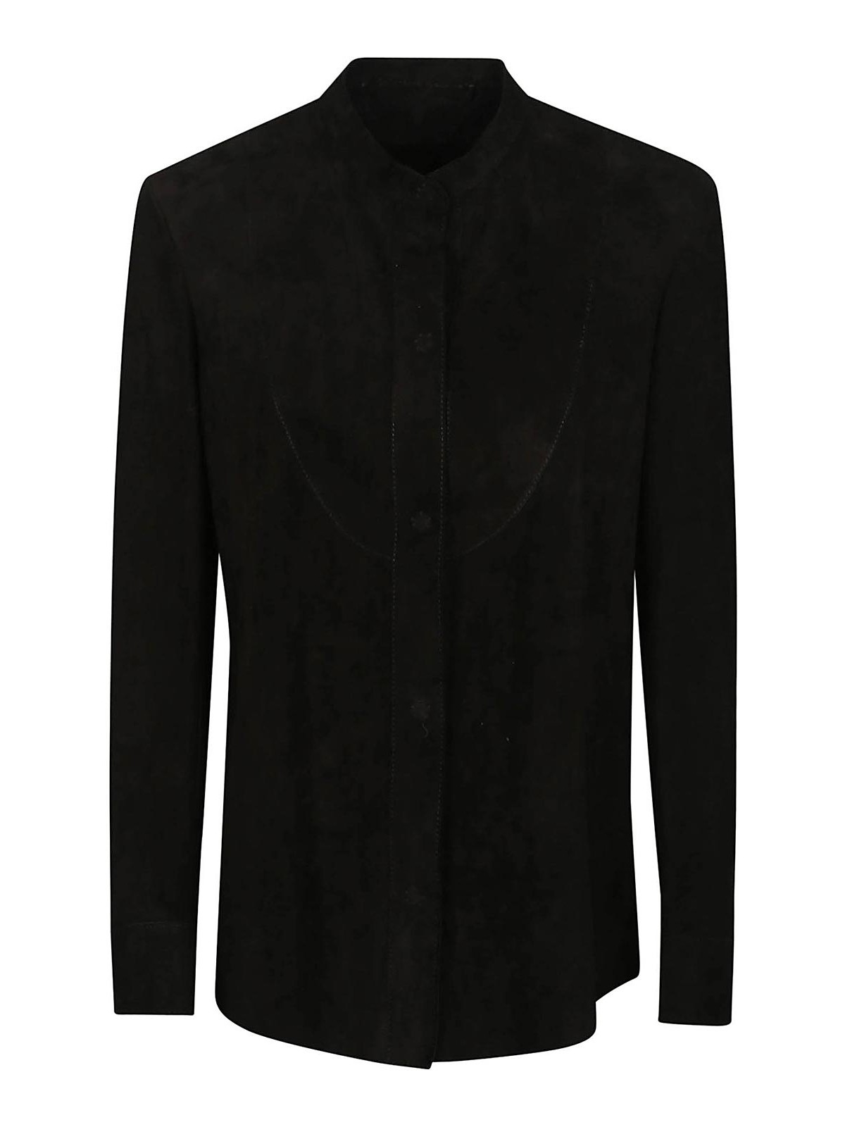 Salvatore Santoro Black Ovine Leather Jacket With Mandarin Collar In Black